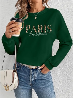 Aesco Kadın Uzun Kollu Bisiklet Yaka Desenli Viskon Iki Iplik Bluz