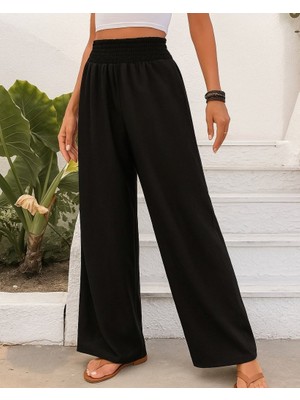 Aesco Kadın Yüksek Bel Lastikli Ithal Krep Pantolon