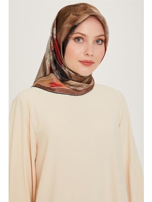Armine Soyut Desenli Twill Saf Ipek Eşarp 9240D 06