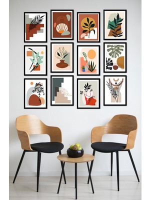 Dekorize Mdf Tablo Seti 12 Parça - Salon Oturma Odası Için Duvar Dekoru Çerçeve Görünümlü Onk Seri 1019 30 x 40