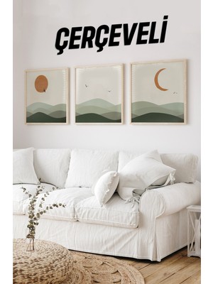 Ahşap Çerçeveli Mdf Kare Tablo Seti Salon ve Oturma Odası Için KR4031 23 x 23