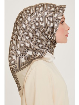 Armine Klasik Desenli Twill Saf Ipek Eşarp 9213D 38