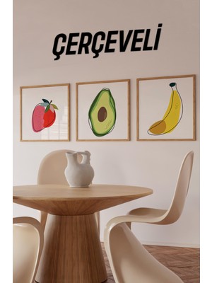 📦 Renkli Tropikal Meyve Temalı 3’lü Tablo Seti | Çilek – Avokado – Muz 🍓🥑🍌 KR4055 23 x 23