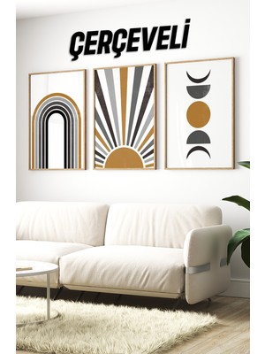 Dekorize Mdf Tablo Seti 3 Parça 3 mm - Çerçeveli Tablo Seti Salon Oturma Odası Için 3041 23 x 32