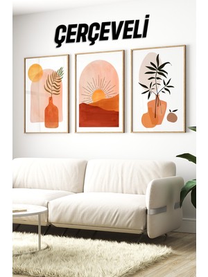 Dekorize Mdf Tablo Seti 3 Parça 3 mm - Çerçeveli Salon Oturma Odası Için Islami Duvar Dekoru 3005 23 x 32