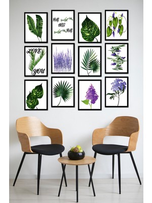 Dekorize Mdf Tablo Seti 12 Parça - Salon Oturma Odası Için Duvar Dekoru Çerçeve Görünümlü Onk 1030 30 x 40