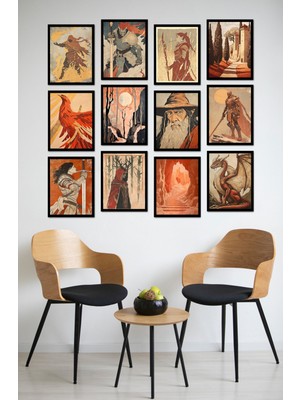 Dekorize Mdf Tablo Seti 12 Parça - Salon Oturma Odası Için Duvar Dekoru Çerçeve Görünümlü Onk Seri 1022 30 x 40