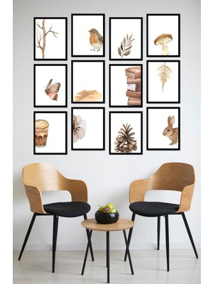 Dekorize Mdf Tablo Seti 12 Parça - Salon Oturma Odası Için Duvar Dekoru Çerçeve Görünümlü Onk Seri 1026 13 x 17