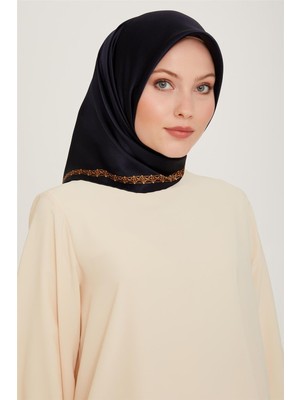 Armine Klasik Desenli Twill Saf Ipek Eşarp 9260D 09
