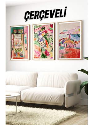 Dekorize Mdf Tablo Seti 3 Parça 3 mm - Çerçeveli Tablo Seti Salon Oturma Odası Için 3050 23 x 32