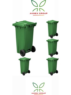 Akmex Grup 5 Adet Tüm Renkler Plastik Çöp Konteyneri Çöp Kovası 240 Lt Isıya Karşı Dayanıklı