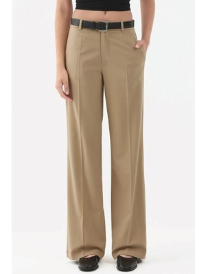Hiccup Kadın Viskon Karışımlı Straight Leg Pantolon Natural