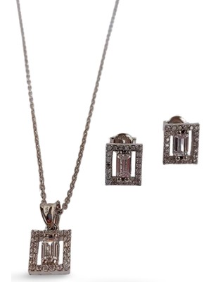 Keskin Gümüş 925 Ayar Gümüş Baget Tasarım Love Trend Kadın Set 3 Anneler Günü Hediye