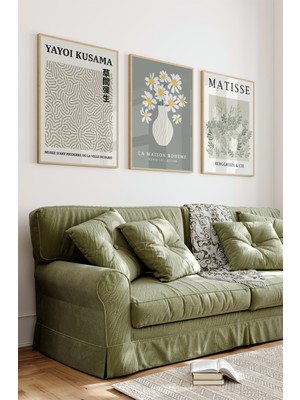 Ahşap Çerçeveli Mdf Tablo Seti Matisse, Bohem, Kusama Salon ve Oturma Odası Için ÇT3009 42 x 62