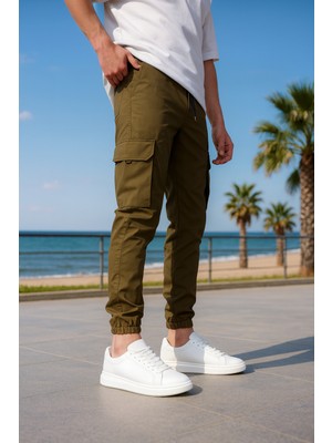 Kargo Cepli Paraşüt Kumaş Haki Renk Erkek Pantolon