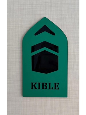 5'li Kıble Yön Levhası Otel Ev Işyeri Kıble Yön Gösterici Yeşil Pleksi Kendinden Yapışkanlı 8X14CM