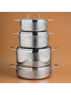 Karaca Power Steel 316+ 3ply Apollo Indüksiyon Tabanlı 8 Parça Çelik Tencere Seti