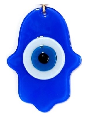 Nazar Boncuklu Mavi Renk Fatma Ana Bereket Eli Cam Duvar Süsü