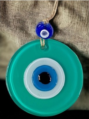 Yeşil Nazar Boncuklu Duvar Süsü 10 cm Cam Duvar Dekoru