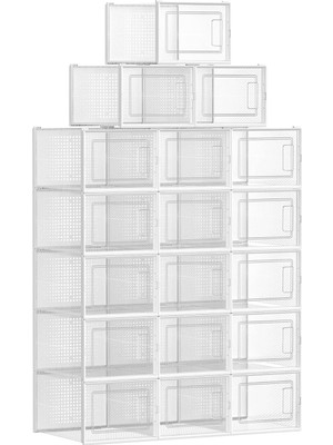 Songmics LSP18MWT Ayakkabı Kutusu, 18'li Set, Ayakkabı Saklama Kutusu