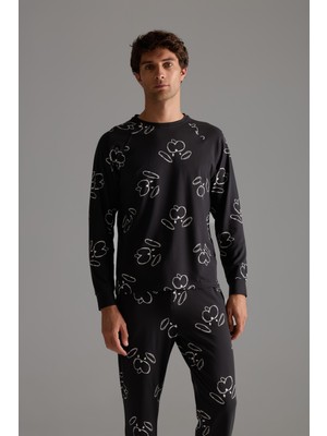 Erkek Pamuklu Reglan Uzun Kollu Pijama Üstü