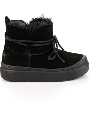 Siyah Hakiki Deri Kadın Bot & Bootie K02748100202