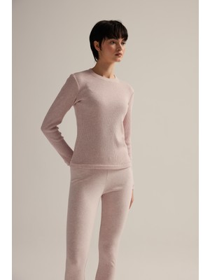 Kadın Pamuklu Örme Uzun Kollu T-Shirt