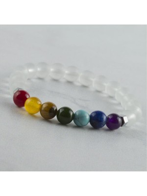 Depomix 7li Doğaltaş Çakra Bileklik-Şeffaf