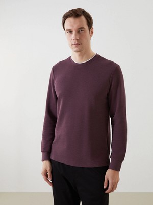 Lcwaıkıkı Classic Mürdüm Bisiklet Yaka Uzun Kollu Erkek Sweatshirt
