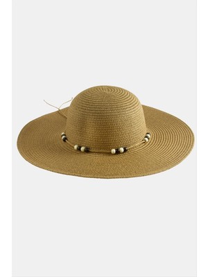 Depomix Boncuk Hasır Şapka-Bej