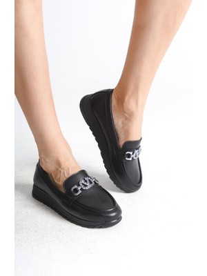 Anna Ortopedik Rahat Taban Toka Detaylı Klasik Kadın Babet Anne Ayakkabısı  Cst - Siyah