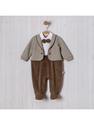 Sahte Ceketli Balıksırtı Bebe Erkek Tulum