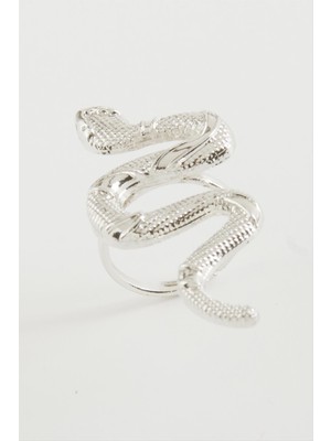 Depomix Yılan Metal Yüzük-Gümüş Rengi