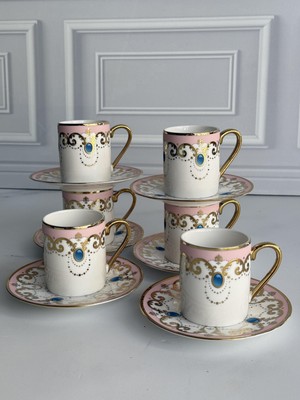 Türk Kahve Fincanı Beatrice Pembe 6 Kişilik 12 Parça