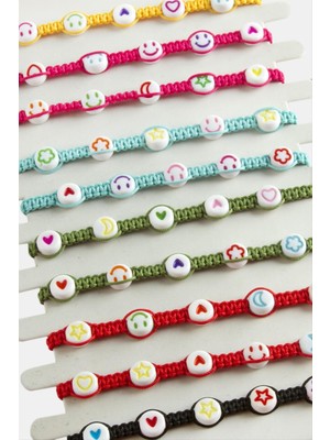 Depomix Emoji Makrome Örgülü Bileklik-Renkli