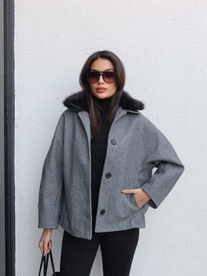 Kürk Yaka Kaşe Ceket