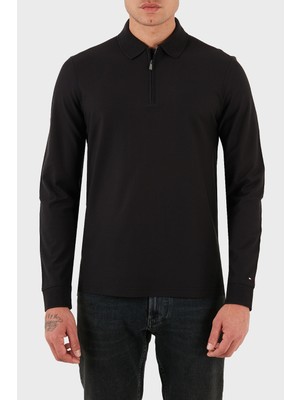 Tommy Hilfiger Pamuklu Regular Fit Pamuklu Yarım Fermuarlı Polo Yaka Sweat Erkek Polo Yaka Sweat MW0MW44244 Bds