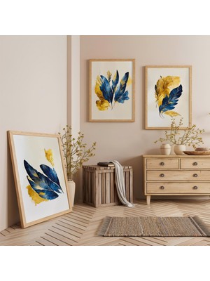 Ahşap Çerçeveli Rüzgarın Dansı Üçlü Ahşap Tablo Seti