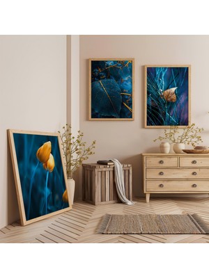 Ahşap Çerçeveli Mistik Dokunuşlar Üçlü Ahşap Tablo Seti