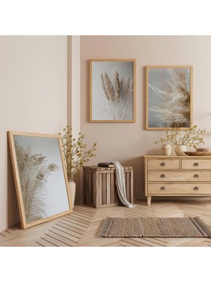 Ahşap Çerçeveli Doğanın Nefesi Üçlü Ahşap Tablo Seti