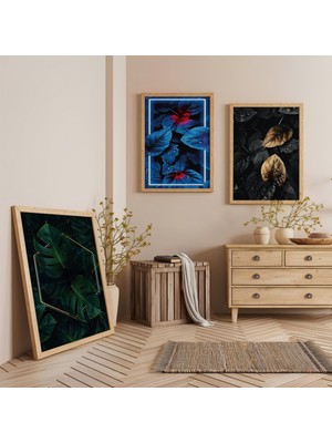 Ahşap Çerçeveli Doğanın Karanlık Yüzü Üçlü Ahşap Tablo Seti