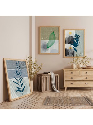 Ahşap Çerçeveli Doğanın Izinde Üçlü Ahşap Tablo Seti