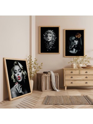Ahşap Çerçeveli Marilyn Monroe Üçlü Ahşap Tablo Seti