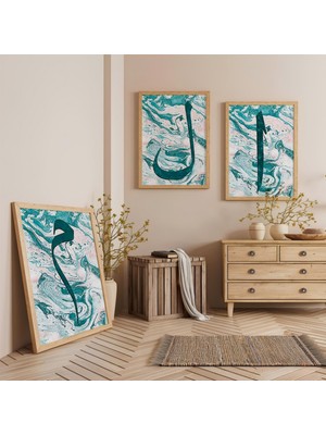 Ahşap Çerçeveli Elif Lam Mim Üçlü Ahşap Tablo Seti