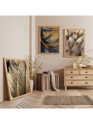 Ahşap Çerçeveli Tüy Dansı Üçlü Ahşap Tablo Seti