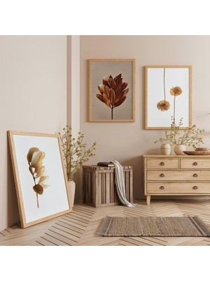 Ahşap Çerçeveli Toprak Eesintisi Üçlü Ahşap Tablo Seti