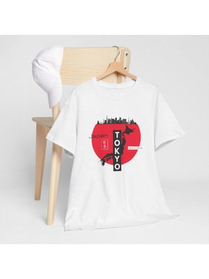 Tokyo 1. Sınıf Beyaz Sıfır Yaka Baskılı Tişört