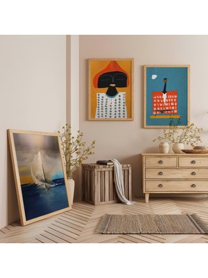 Ahşap Çerçeveli Minimalist Anlatım Üçlü Ahşap Tablo Seti