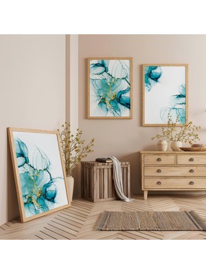 Ahşap Çerçeveli Rüzgarın Dansı Üçlü Ahşap Tablo Seti