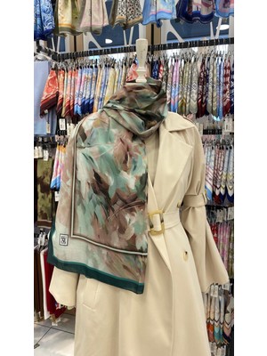 Rüya Bahçesi Desenli Şal Petrol Yeşili